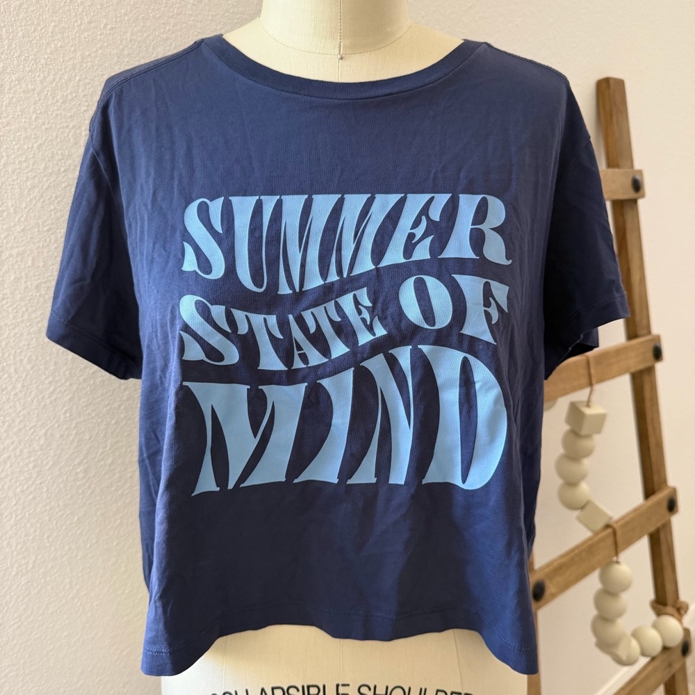 PINK Victoria's Secret Navy Blue 'Summer State of Mind' Graphic Tee XL